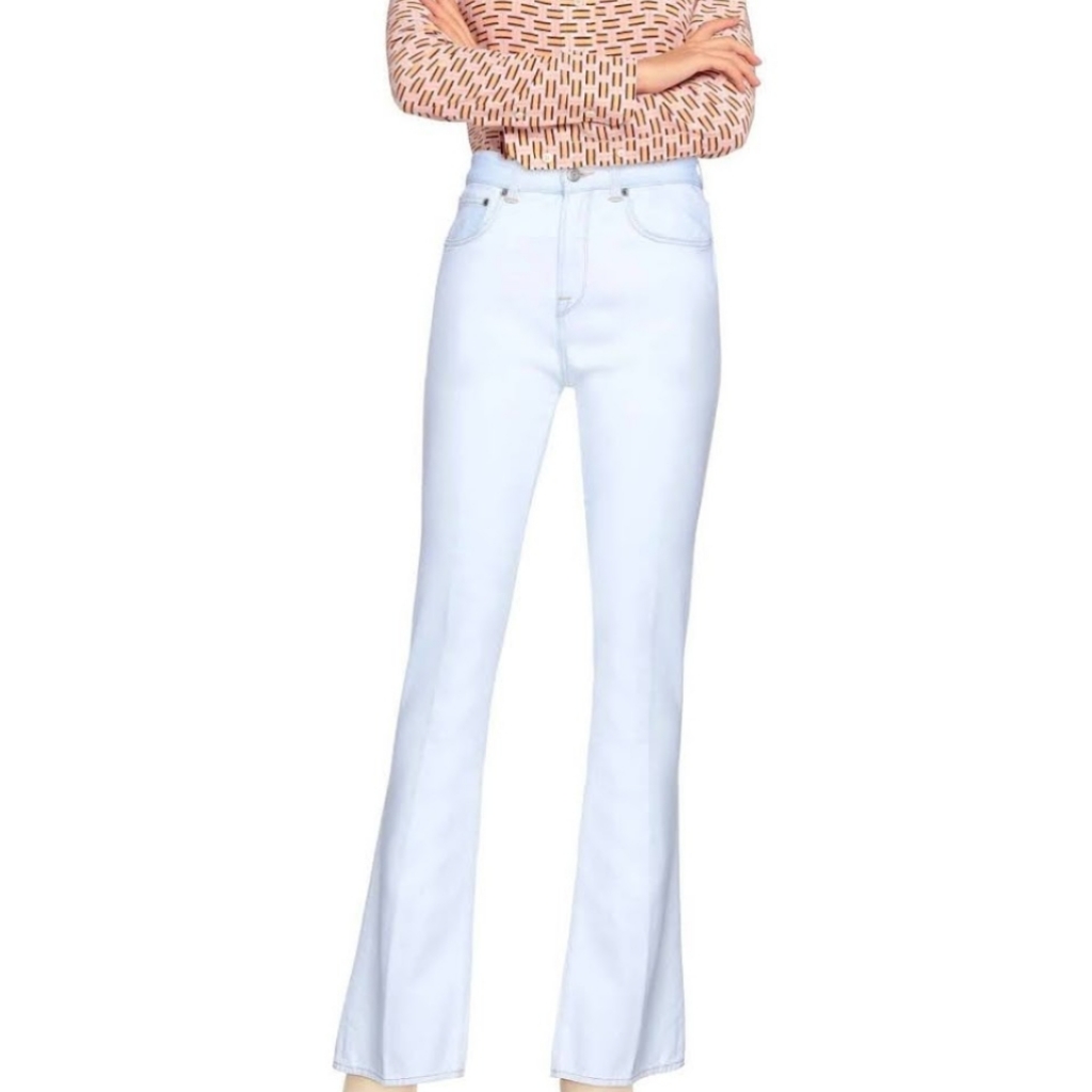 Golden Goose High Rise Boot Cut Jeans Light Wash Bleached Blue Size 28